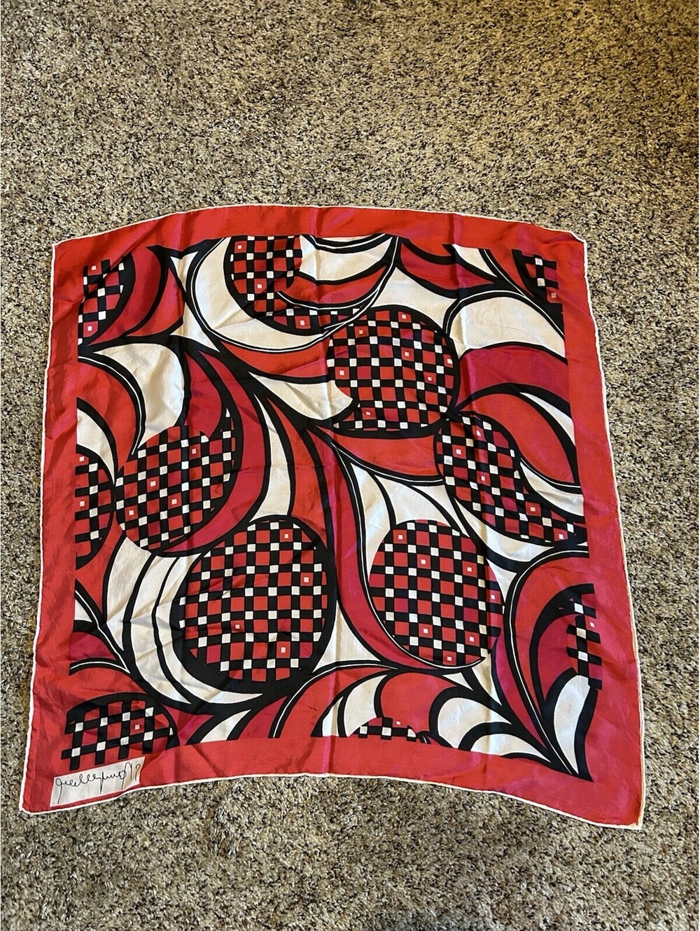 vintage silk designer scarf Signed